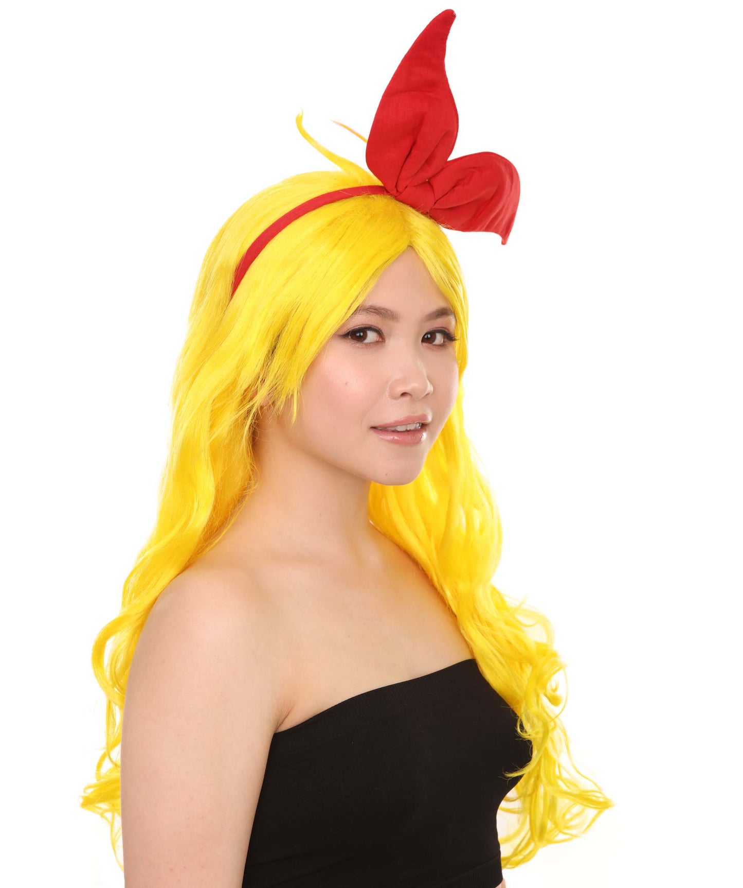 ウィメンズ ドラゴンボールZ ランチ イエローウィッグ 赤リボン付きセット H-4752 イエロー TV/映画ウィッグ プレミアム 通気性抜群 キャップレスキャップ