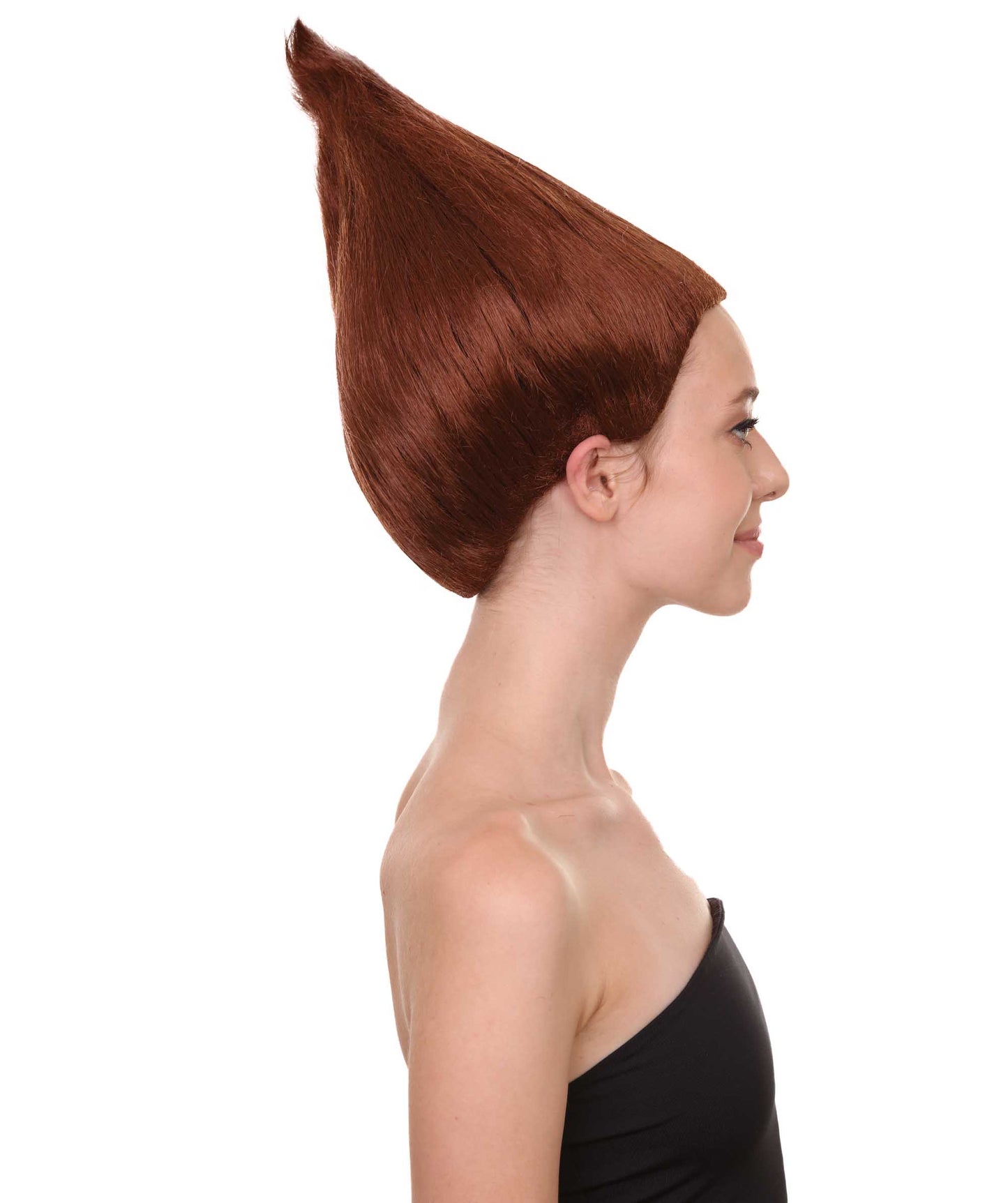 大人の女性用ドワーフウィッグ H-3455 ダークブラウン プレミアム通気性のあるキャップレスキャップ