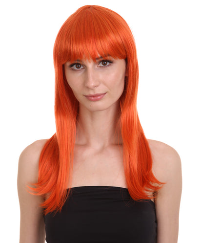 Wigs2you ハロウィン パーティー プレミアム レディース H-1039 とても快適なグラマー グリーン ウィッグ オレンジ色