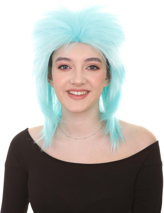Wigs2you ハロウィン パーティー プレミアム H-1315 簡単に着用でき 快適なフィット感 80 年代女性 Lt ブルー ロッカー スタイル ウィッグ