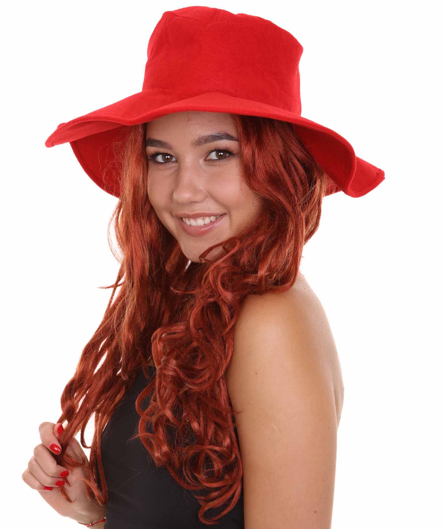 ハロウィンパーティプレミアム H-5236 レディース コスプレ魔女の長い茶色のウィッグ帽子付き