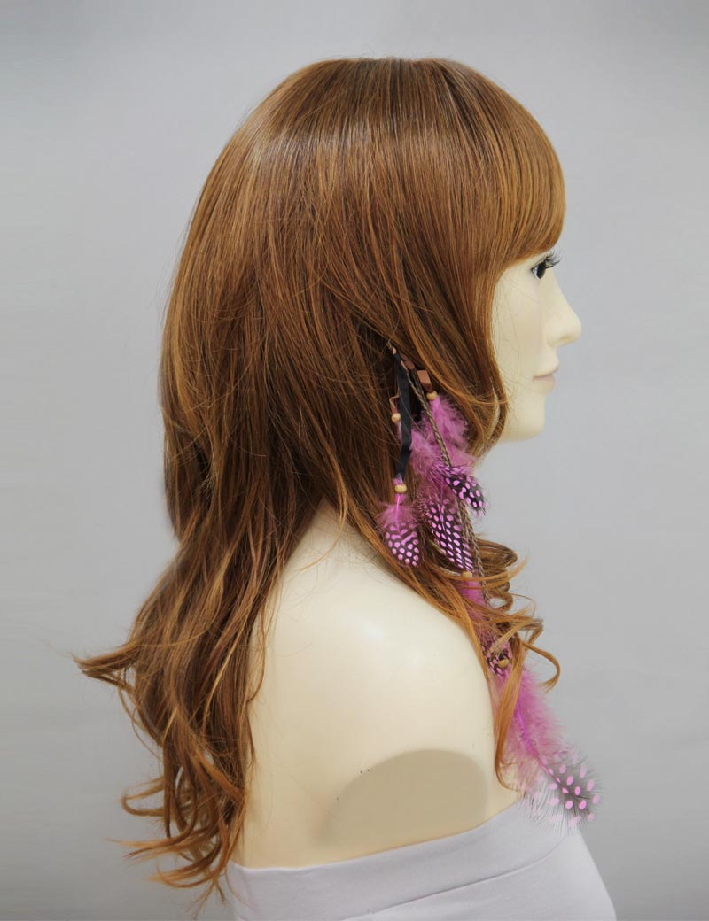 女性 W-909 のおしゃれなアッシュブラウン フェザーエクステンション ヘアアクセサリー 合成繊維