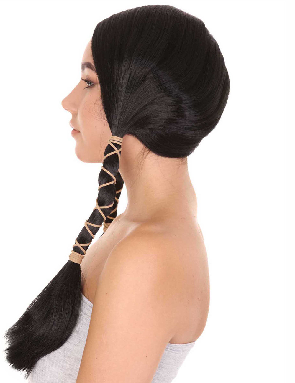 Wigs2you ハロウィン パーティー プレミアム H-1454 簡単に着用でき 快適なフィット感の女性インディアン メイデン スタイル ブラック カラーウィッグ