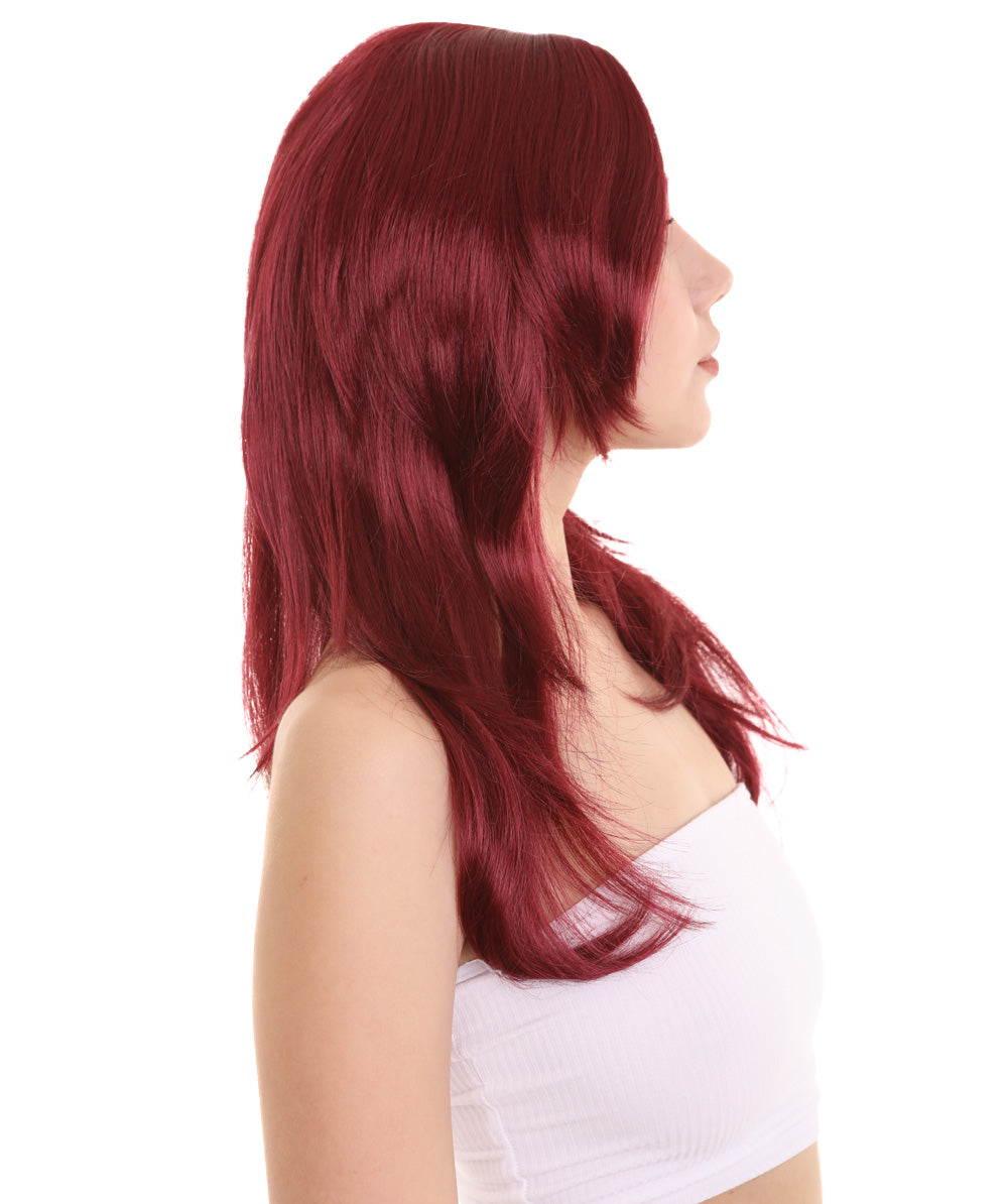 Wigs2you ハロウィンパーティー プレミアム レディース H-929 3レイヤーのパーティーガールウィッグ バーガンディカラー