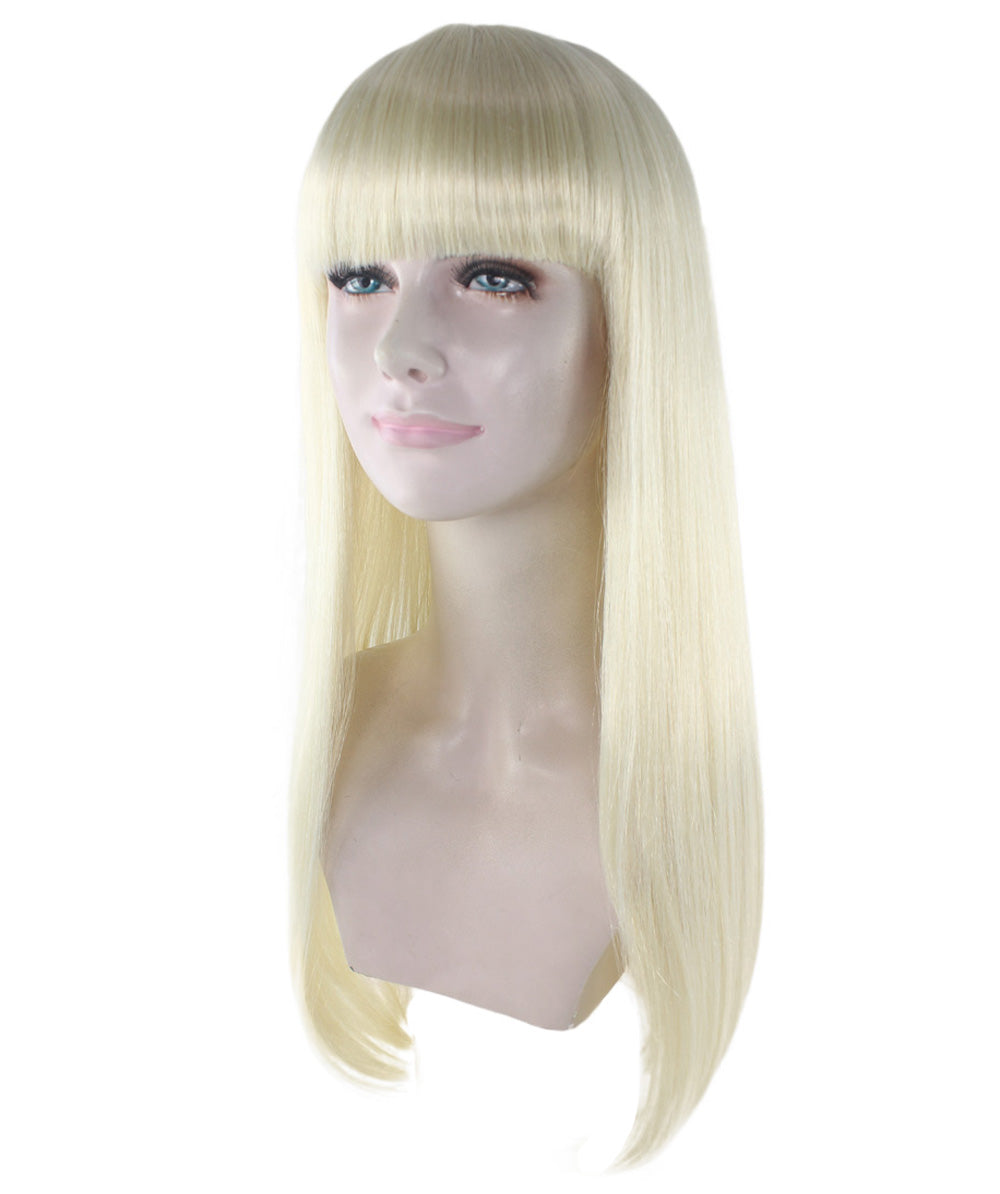 女性用 ロング ブロンド ボブ ウィッグ H-3349 ファンシー パーティー イベント レディ ハロウィン ウィッグ プレミアム通気性 キャプレス キャップ