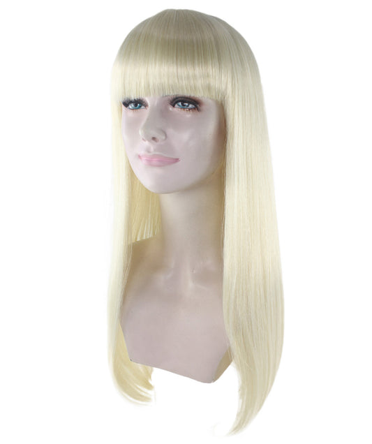 女性用 ロング ブロンド ボブ ウィッグ H-3349 ファンシー パーティー イベント レディ ハロウィン ウィッグ プレミアム通気性 キャプレス キャップ
