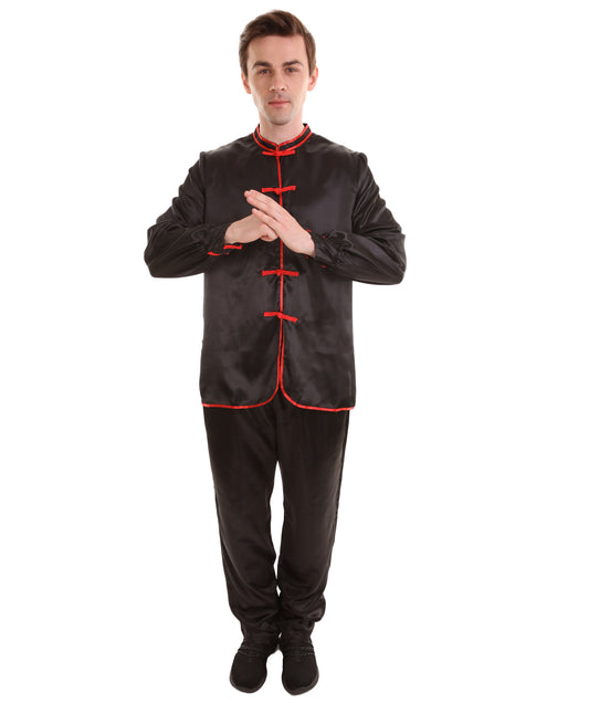 大人用メンズ JCO-269 中国の伝統的なカンフー ブラックサテン 制服 コスプレ衣装