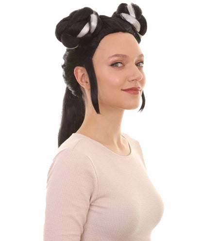 ハロウィンパーティ プレミアムレディース H-4739 ネッタ・バルツィライ バンズ ホワイトブラックティンセルウィッグ ユーロビジョンソングコンテスト2018