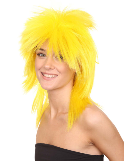 Wigs2you ハロウィン パーティー プレミアム H-1311 簡単に着用でき 快適なフィット感 80 年代女性イエロー ロッカー スタイルウィッグ