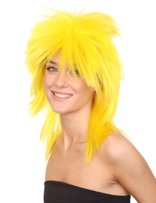 Wigs2you ハロウィン パーティー プレミアム H-1311 簡単に着用でき 快適なフィット感 80 年代女性イエロー ロッカー スタイルウィッグ
