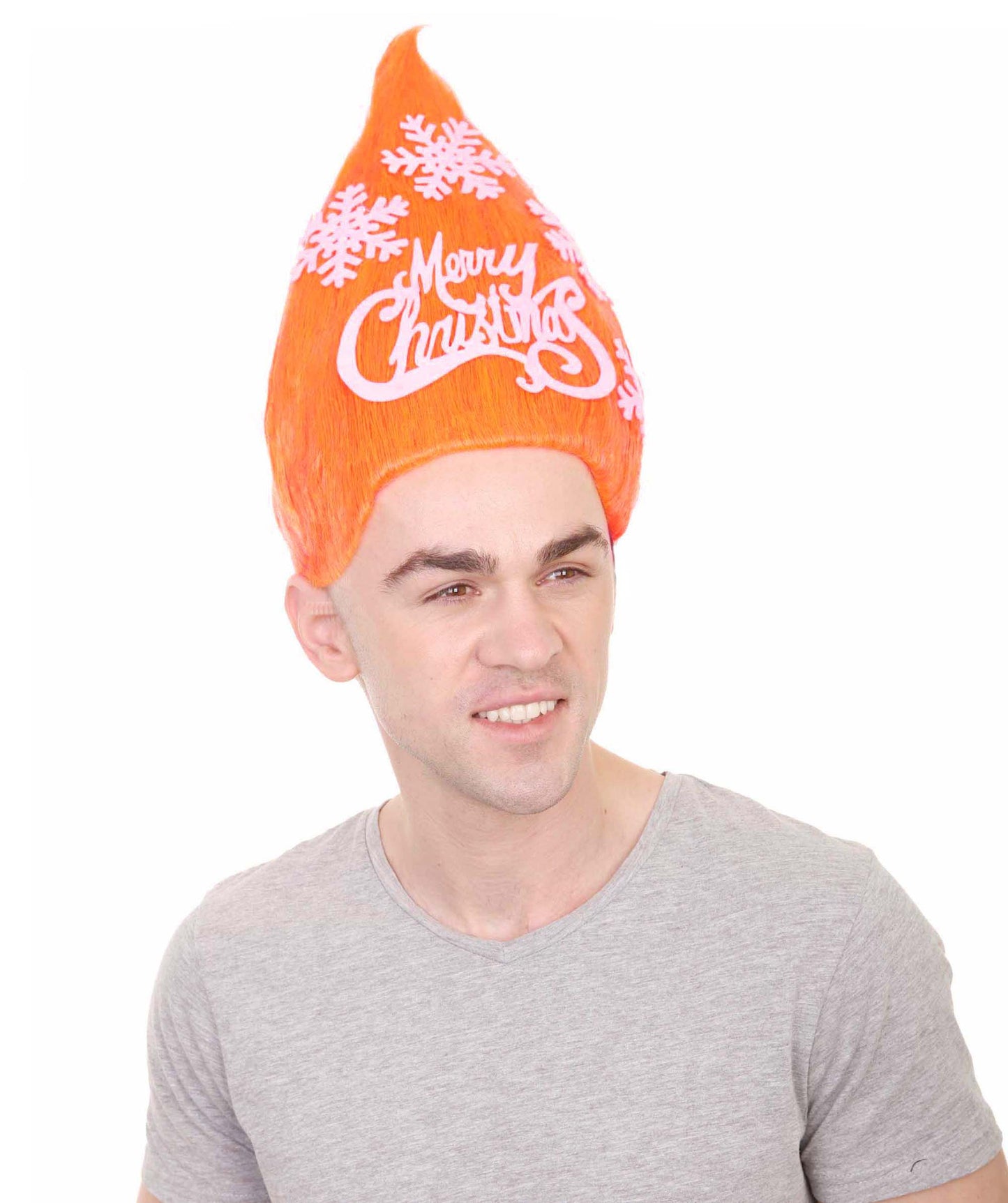 男性用 オレンジ クリスマスツリー トロール ウィッグ H-2472 ハロウィンパーティー に最適