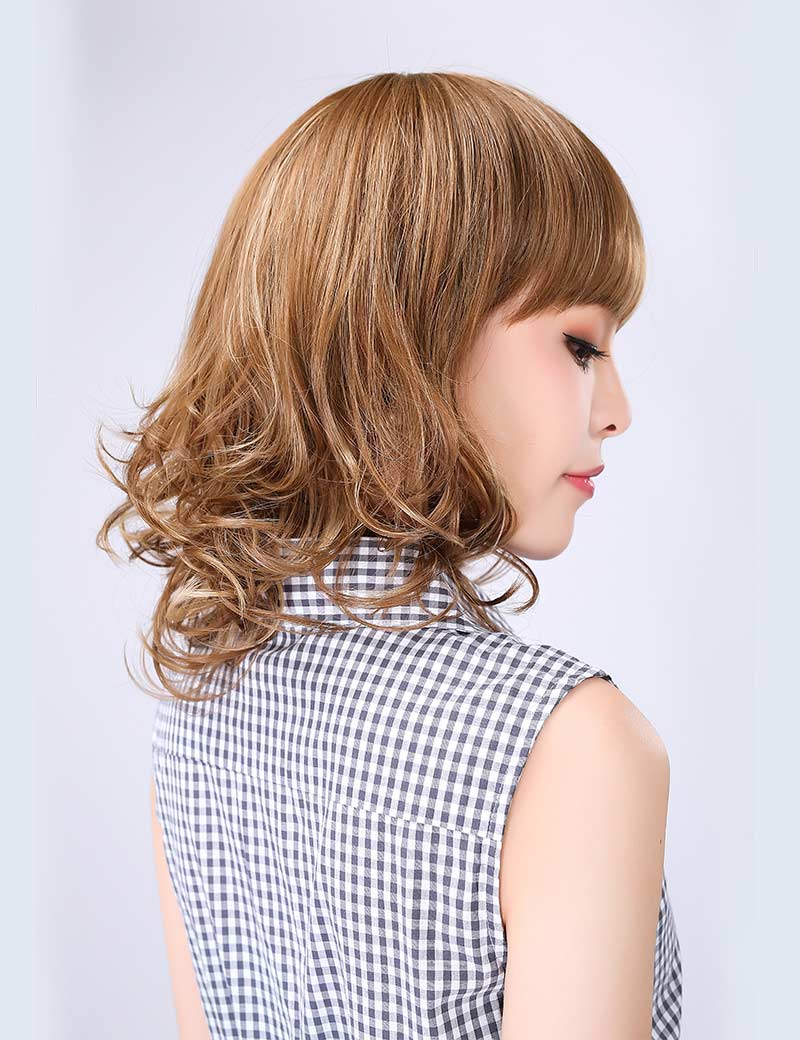 耐熱商品 | ミディアムウィッグ | エアリーカールで女子力UPする人気スタイル | アレンジ自由 | ウィッグネット付き W-160