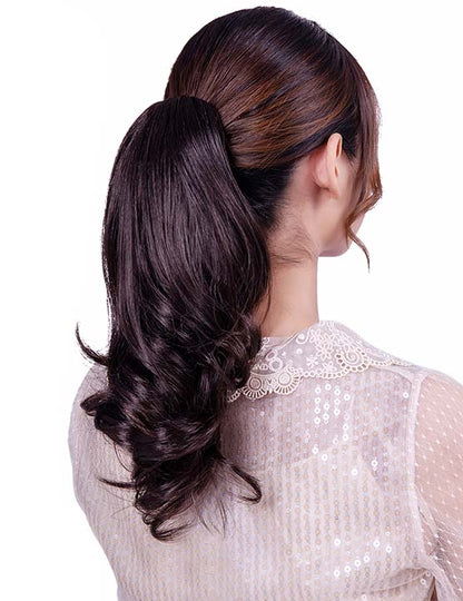 レディースファッション WS-5006 ブラック ラージポニーテールウィッグ ナチュラルカーリー ヘアピース 合成繊維