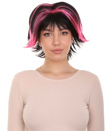 Wigs2you ハロウィンパーティ プレミアムレディース H-979 ショートピンクと黒ウィッグ