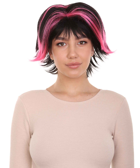 Wigs2you ハロウィンパーティ プレミアムレディース H-979 ショートピンクと黒ウィッグ