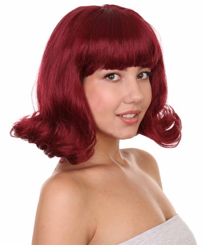 プレミアムハロウィンパーティー 女性 H-5398 グルーヴィー ジンキーズ ハウスワイフ ヴェルマウィッグ ワインレッド