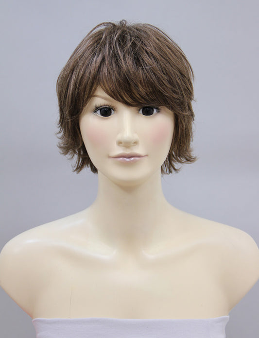 人毛100％！カールショートウィッグ。エアー感たっぷりのふわくしゅスタイル！ ウィッグネット付き HH-128