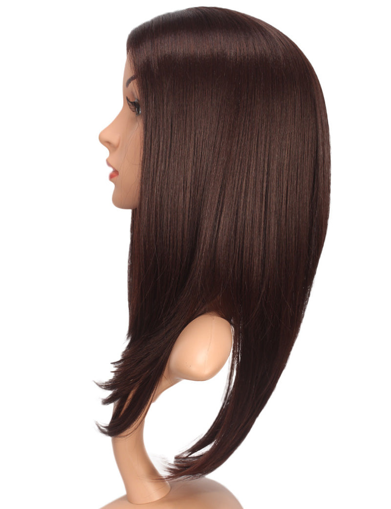 Ages 30-40 Youngsters Long Straight LW-006 Lace wig with a center-parted long style; the bangs are lace front, comes with a wig net