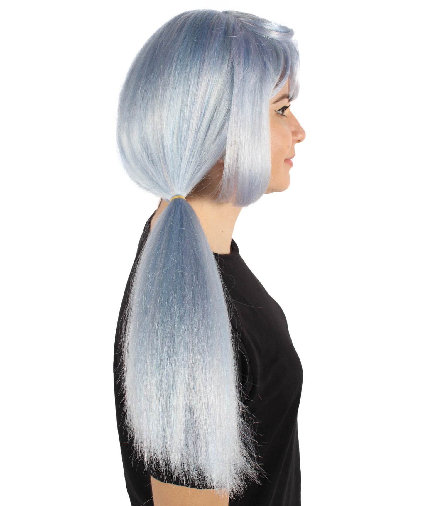 Wigs2you H-6914 大人用レディース ロング ライトブルー ストレート ポニーテール ゲーミング コスプレウィッグ｜ハロウィンに最適｜難燃性合成繊維