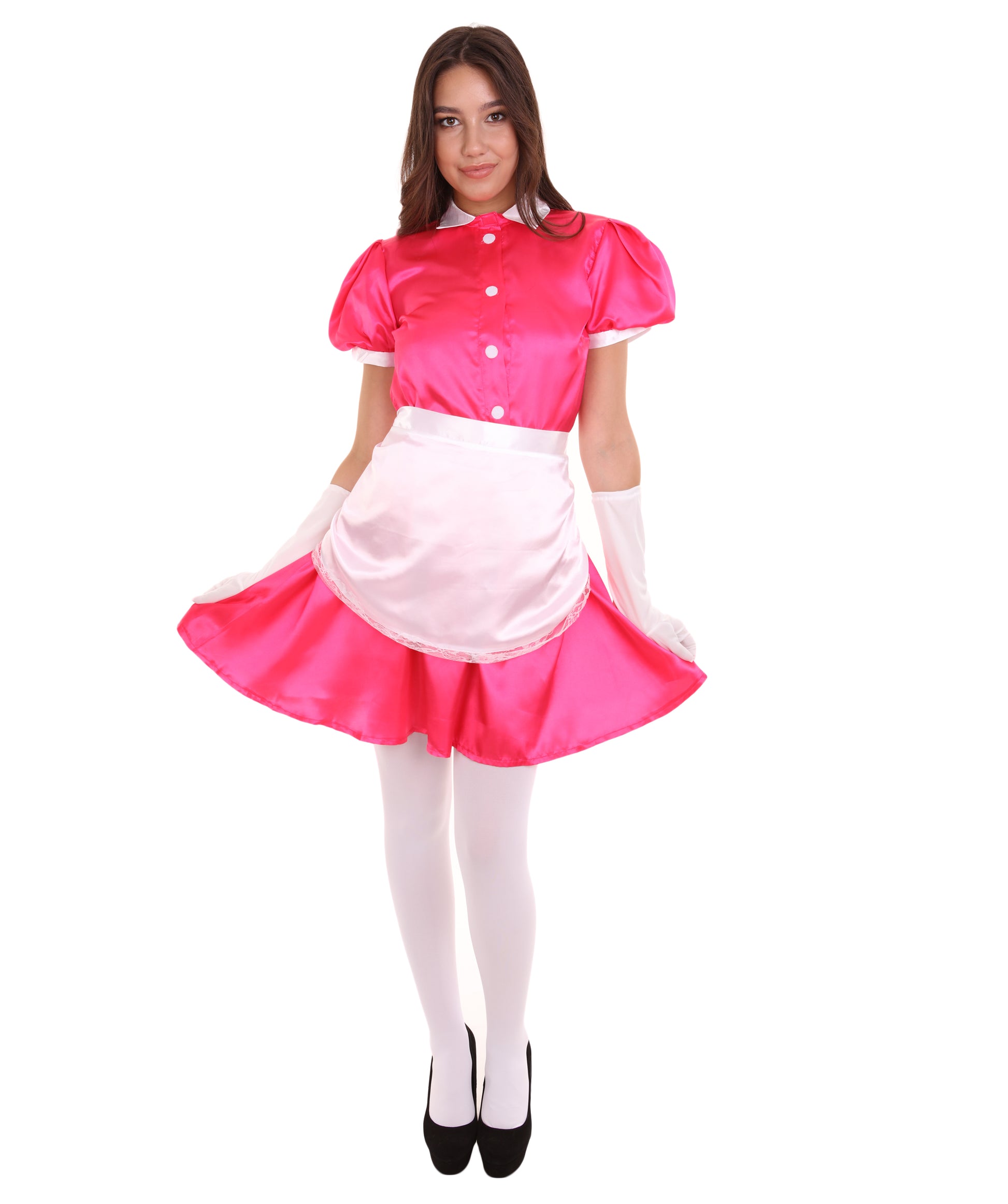大人用女性の JCO-328_13 フレンチエプロンメイド制服 ピンク コスプレコスチューム