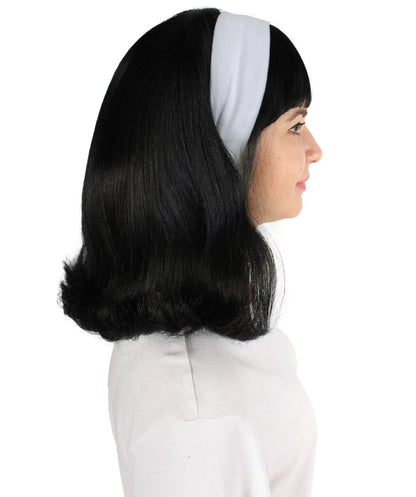 女性 ブラック ストレート ショルダーレングス 50's フリップウィッグ H-5364 プレミアムハロウィンウィッグ