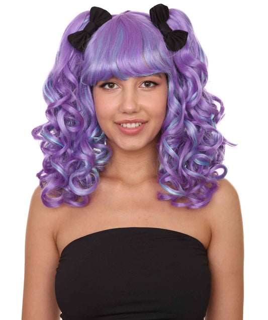 ロリータ ロングウェービーポニーテール コスプレウィッグ H-3577 ファンシーパーティーイベント用 ハロウィンウィッグ プレミアム 通気性の良い キャップレスキャップ