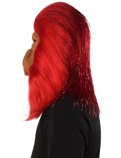 ハロウィンパーティープレミアムメンズ H-5647-RD ヘアリーユニセックスエイプティンセルマスクのみ 赤 軟らかい合成繊維