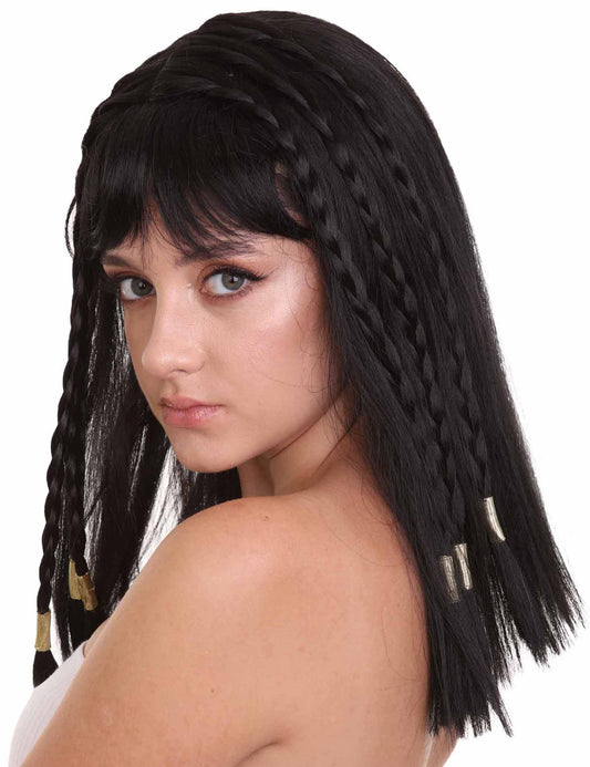 Wigs2you ハロウィンパーティープレミアム H-1453 簡単装着 快適フィット 女王クレオパトラ ブラックカラーウィッグ