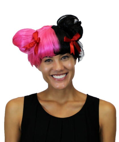 Wigs2you ハロウィン パーティー プレミアム レディース H-1445 着けやすい 快適なフィット感 独占コスプレウィッグ メラニー マルティネス スタイル ピンクとブラックウィッグ