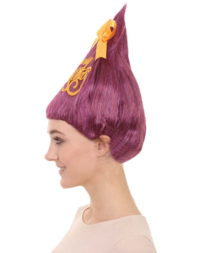 パープルクリスマスツリーレディースウィッグ H-3528 メリークリスマスウィッグ プレミアム通気性のあるキャップレスキャップ