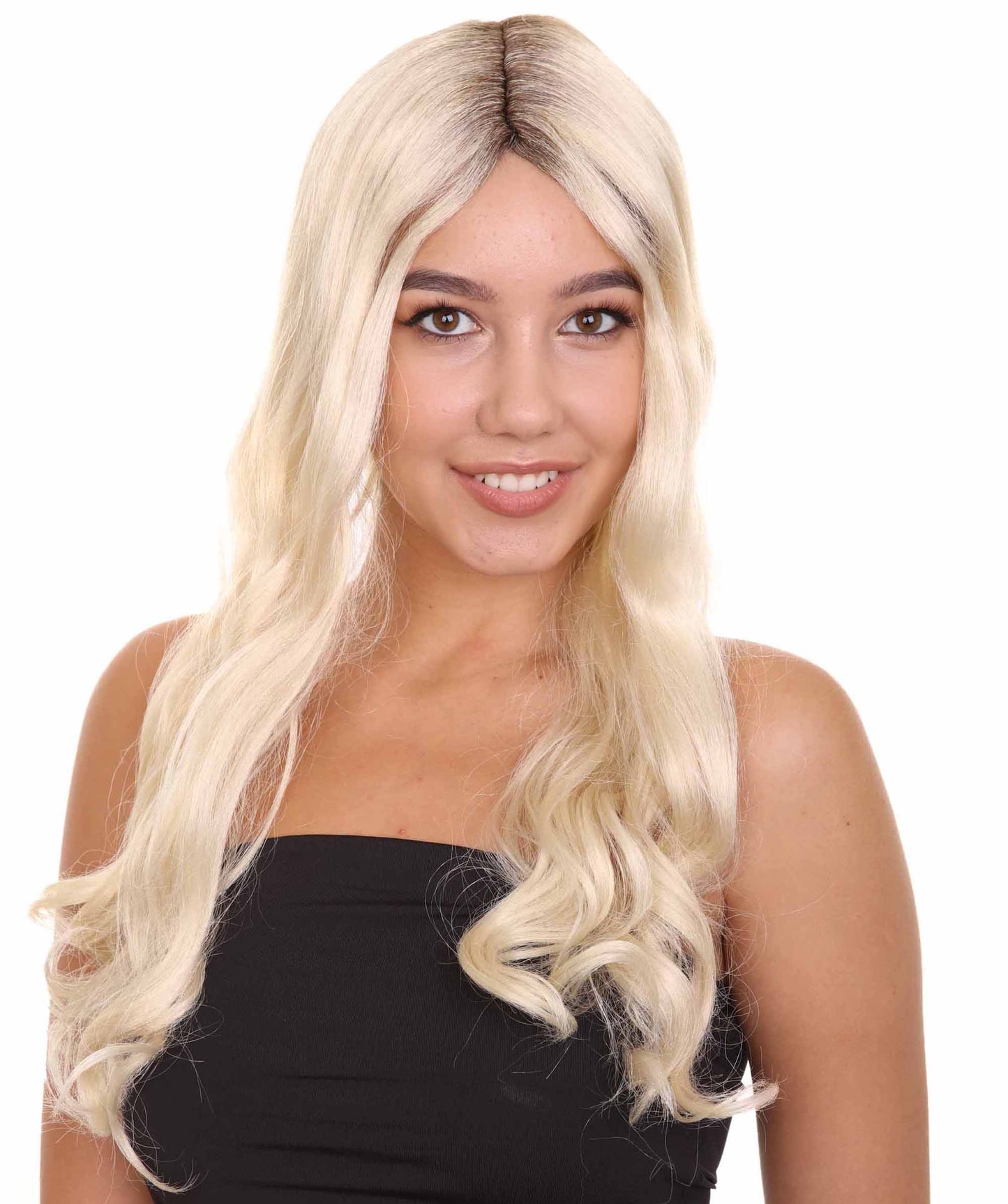 ハロウィンパーティープレミアム H-5256 女性用ミディアムレングスブロンドメイクアップアーティストウィッグ ブロンド