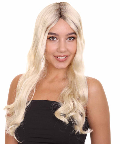 ハロウィンパーティープレミアム H-5256 女性用ミディアムレングスブロンドメイクアップアーティストウィッグ ブロンド