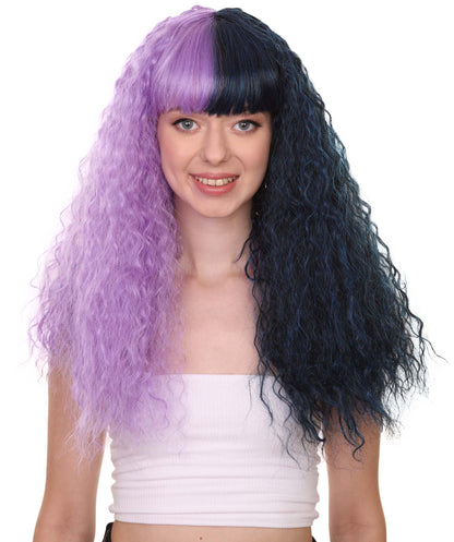 Wigs2you ハロウィンパーティープレミアムレディース H-1781 華やかに見える独占！ コスプレウィッグ メラニーロングウェービー パープルとブラックの半分スタイル
