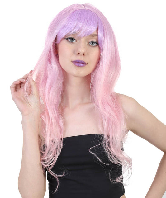 Wigs2you ハロウィンパーティ プレミアムレディース H-2053 着用しやすく とても快適 ロングウェービーピンクとパープルのオンブレウィッグ