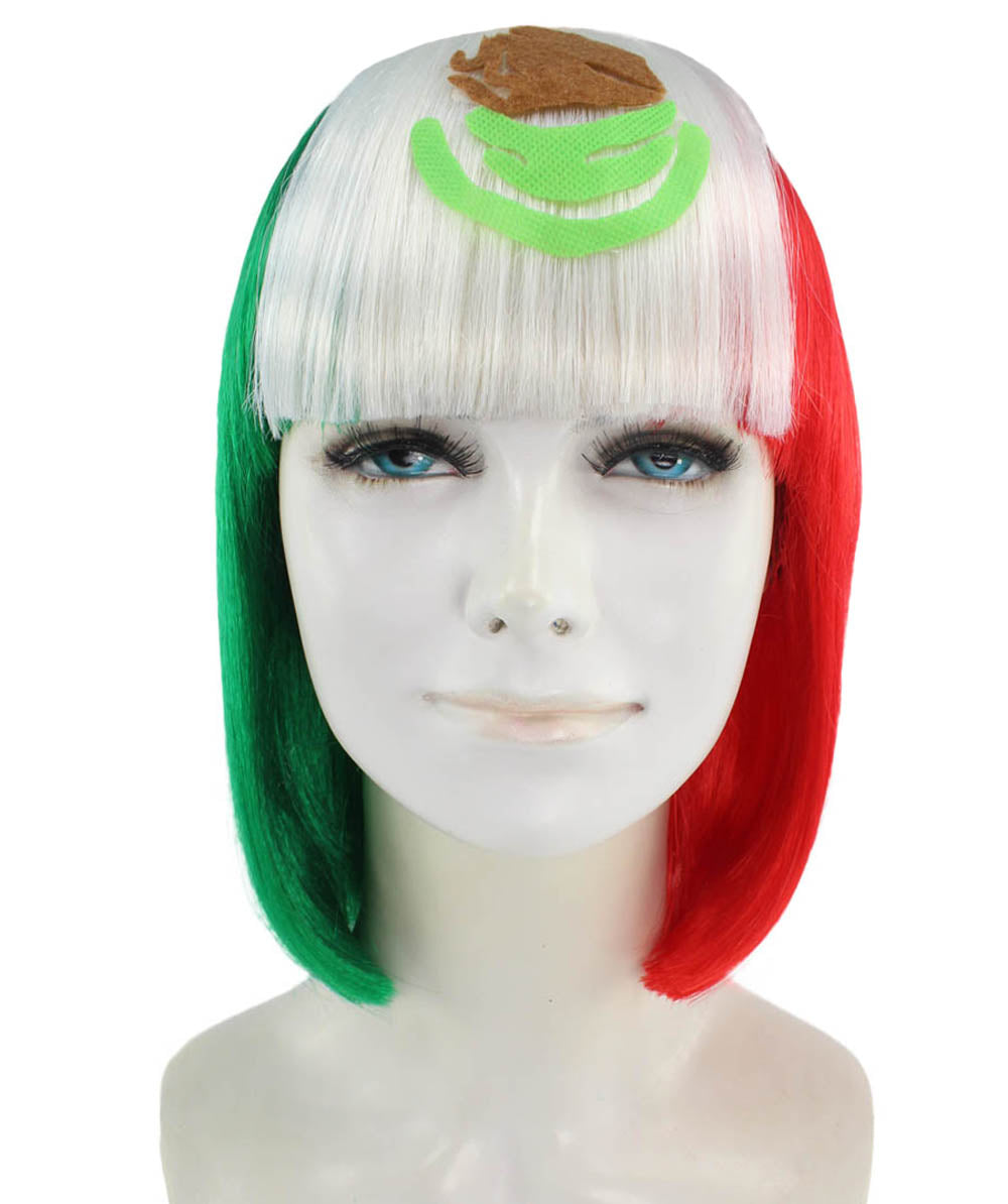 ハロウィンパーティープレミアムレディース Flag-002 ボブウィッグ マルチカラー ファンシーキャラクターファッションウィッグ ソフト合成繊維