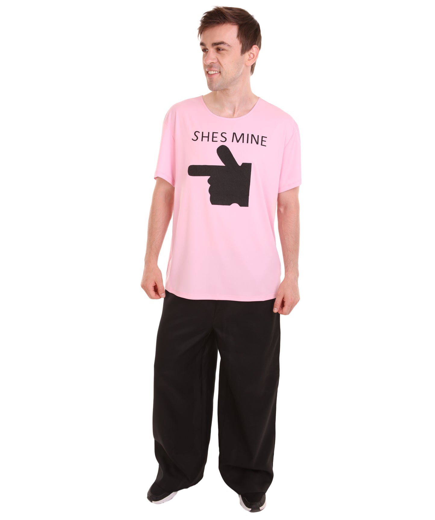 大人向け女性用 JCO-168_4 バレンタインデー ライトピンク マッチング カップル "He's Mine" Tシャツ コスプレ コスチュームコレクション