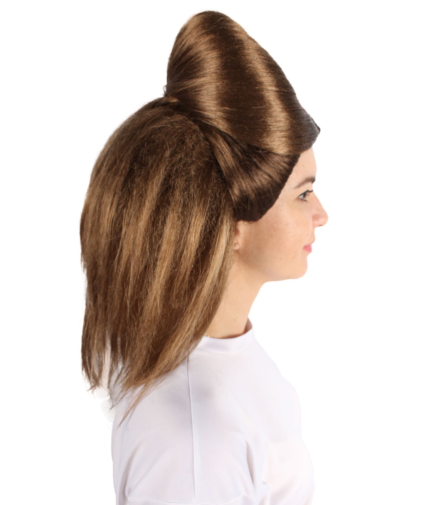 プレミアムレディースH-5928 ドラマティックコスプレブラウンヘアウィッグ ハロウィンに最適 難燃性合成繊維