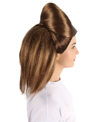 プレミアムレディースH-5928 ドラマティックコスプレブラウンヘアウィッグ ハロウィンに最適 難燃性合成繊維