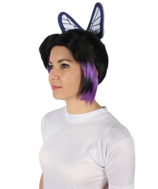 Wigs2you H-5683大人の女性の悪魔ハンター黒とダークパープルウィッグ＆蝶アクセサリー