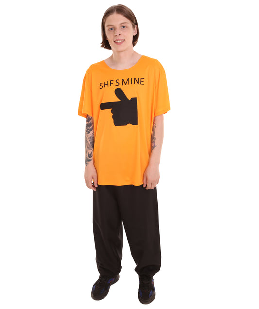 大人向け女性用 バレンタインデー オレンジ マッチング カップル "He's Mine" Tシャツ コスプレ コスチュームコレクション