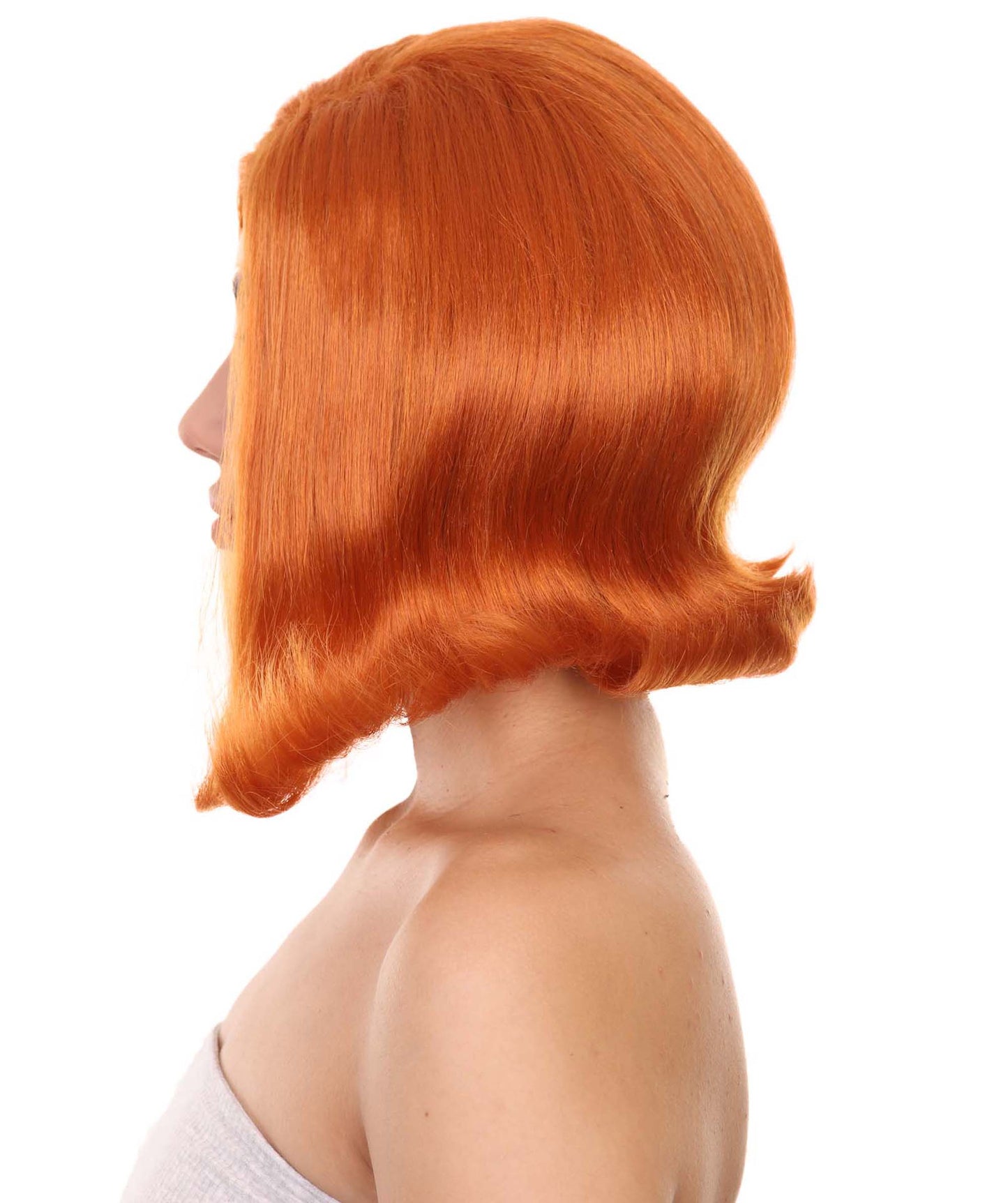 プレミアムハロウィンパーティーレディ H-5460 ミディアムレングス ベスチェスプレイヤーウィッグ オレンジ