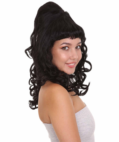 60年代パーティーブラックカーリーウィッグ H-2674 ソフト合成繊維 ランウェイから日常まで 女性のウィッグがファッションを変える