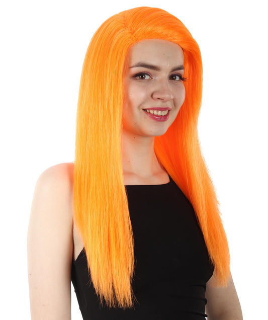 女性用ロングストレートサイドパートコスプレウィッグ オレンジ H-5220_4 ファンシースタイル プレミアムハロウィンパーティーウィッグコレクション