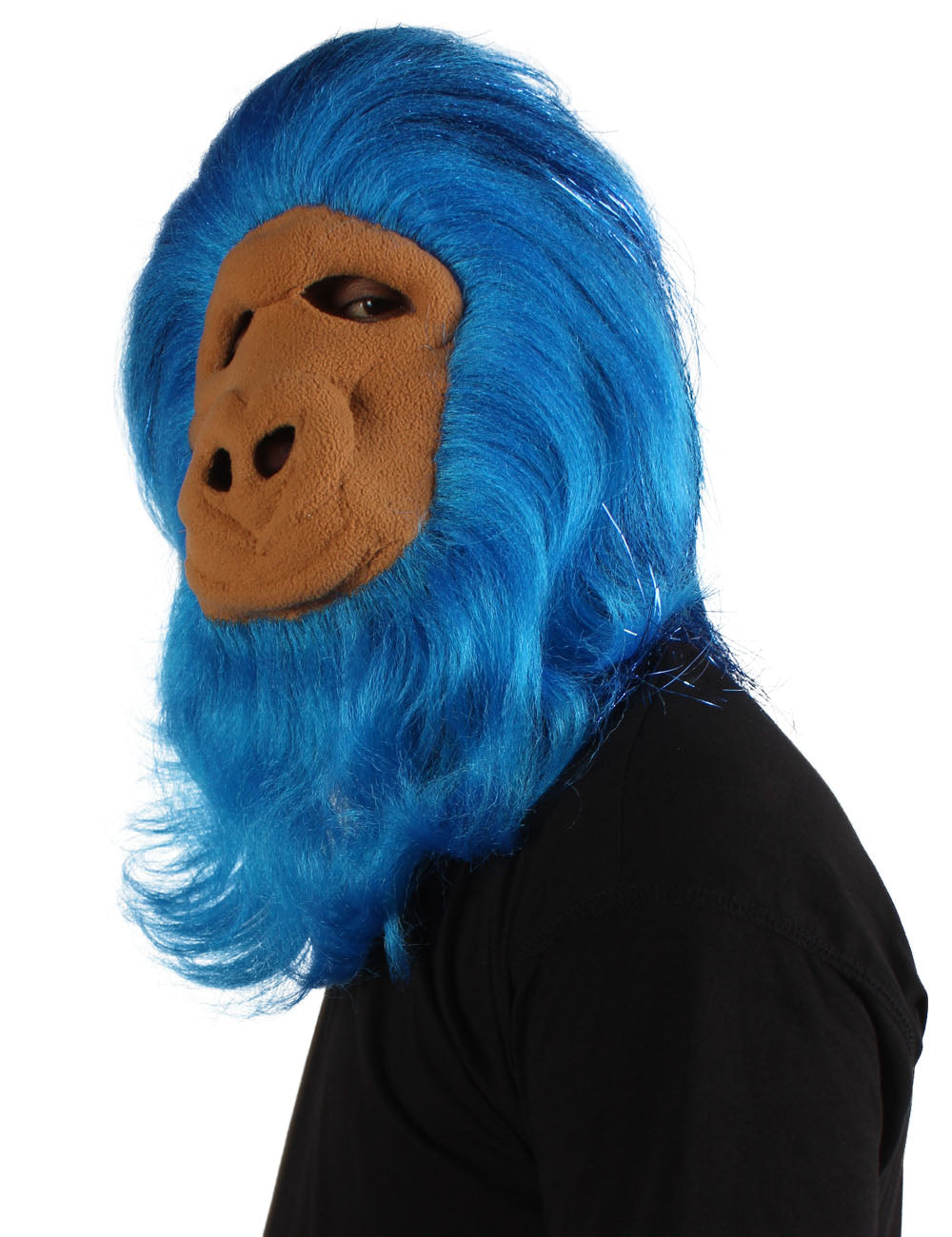 ハロウィンパーティープレミアムメンズ H-5647-BL ヘアリーユニセックスエイプティンセルマスクのみ 青 軟らかい合成繊維