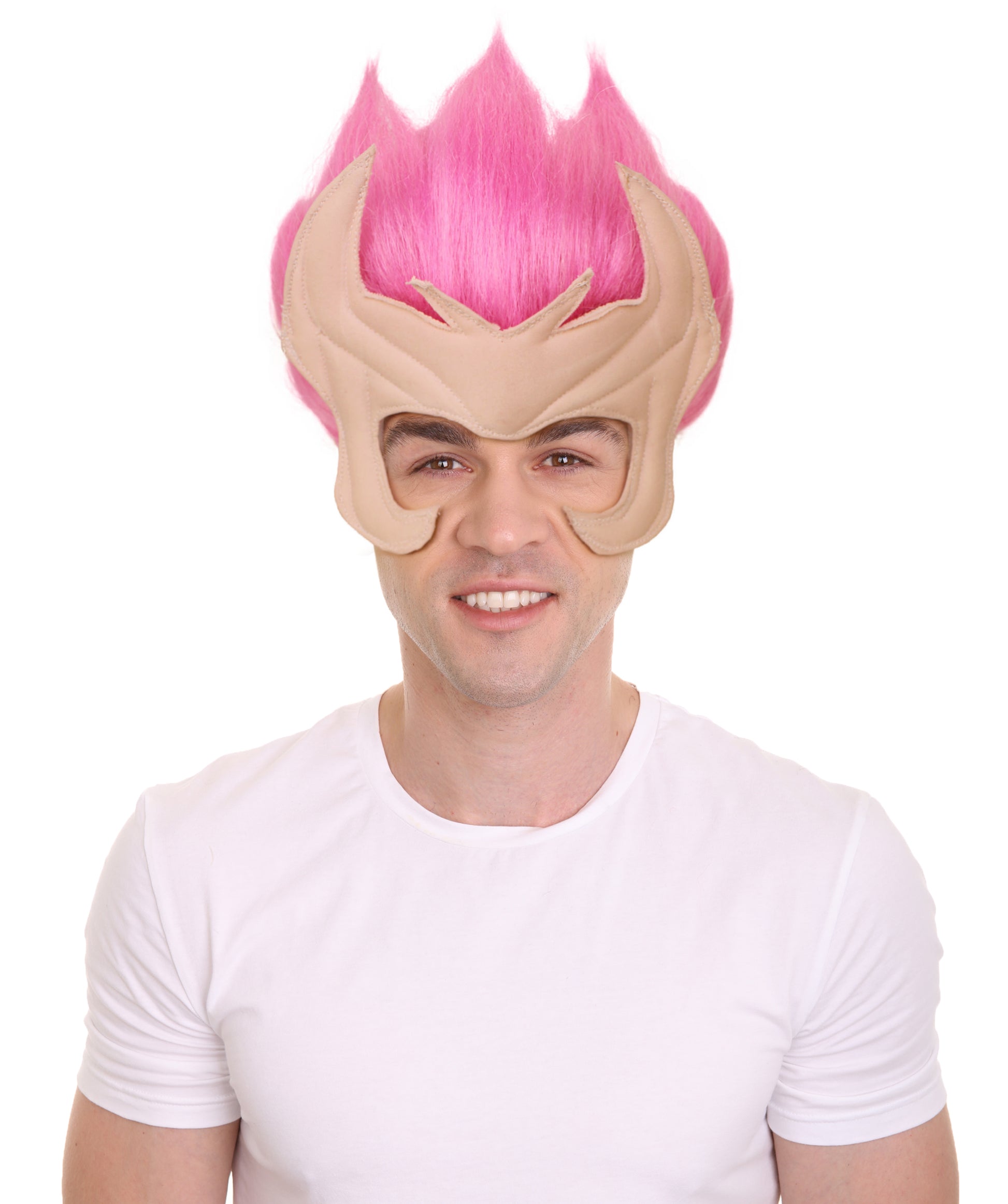 Wigs2you H-6917 メンズ アメリカンコミック ミュータント スーパーヒーロー ピンクウィッグ | ハロウィンに最適 | 難燃性合成繊維