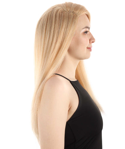 女性用ロングストレートサイドパートコスプレウィッグ ストロベリーブロンド H-5220_29 ファンシースタイル プレミアムハロウィンパーティーウィッグコレクション