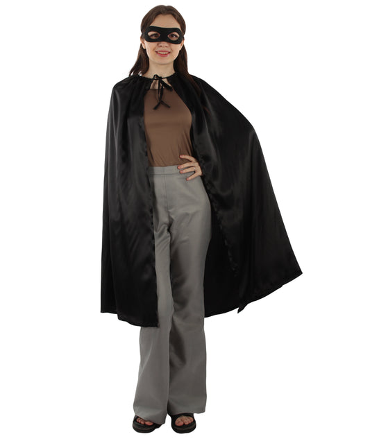 大人用女性の JCO-221_1 スーパーヒーローブラックケープ＆マスクセット カートゥーン ハロウィンコスチューム