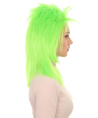 Wigs2you ハロウィン パーティー プレミアム H-1312 簡単に着用でき 快適なフィット感 80 年代女性ライム ロッカー スタイルウィッグ