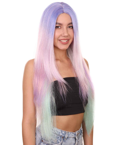 プレミアムハロウィンパーティーレディ H-5462 エクストラロングレングス レインボーアイリデセントユニコーンウィッグ レインボー