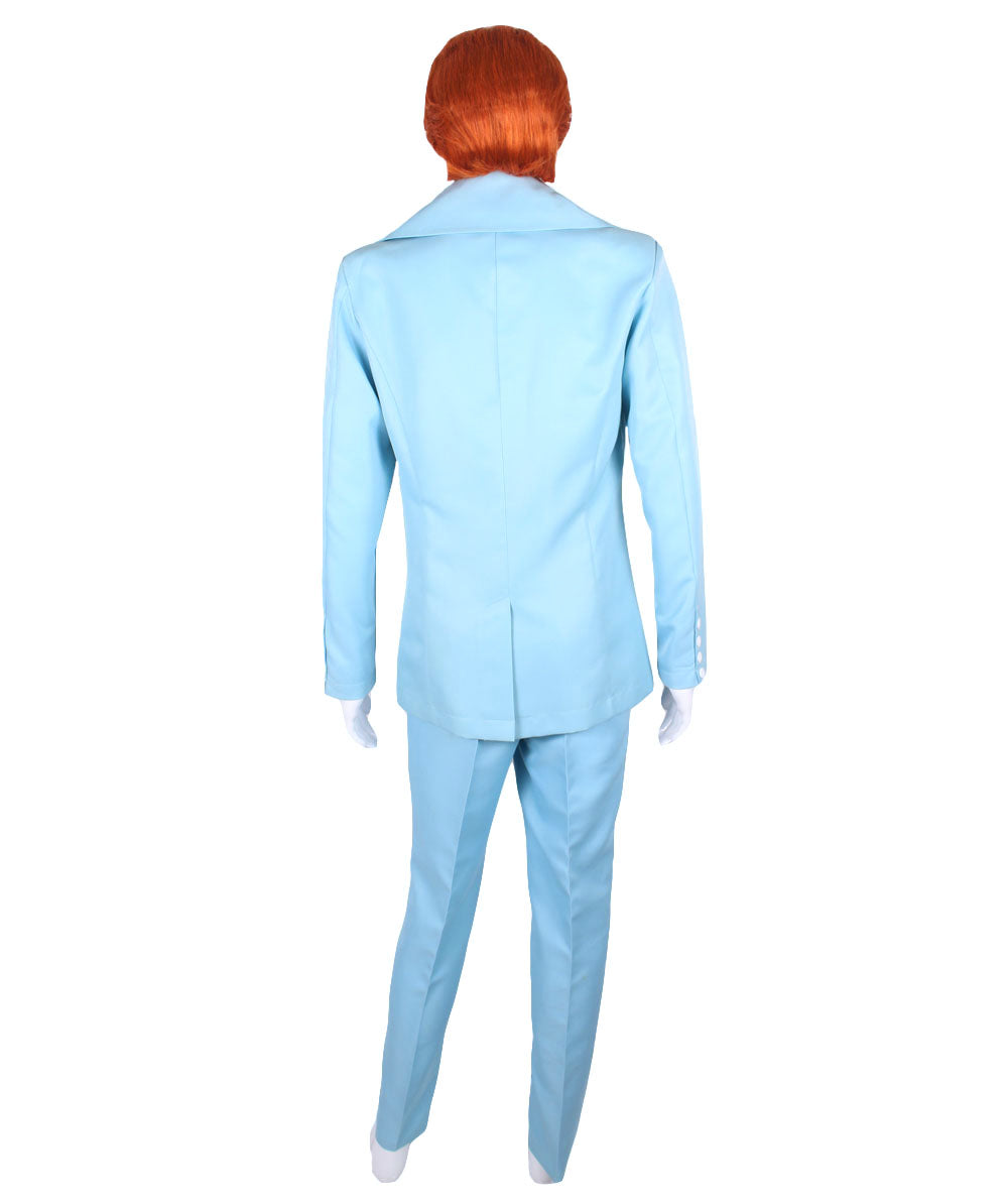 男性用 JCP-002 70'sロックスター スーツ コスチューム ディッキーとタイ付き プレミアム ライトブルー ハロウィンコスチューム